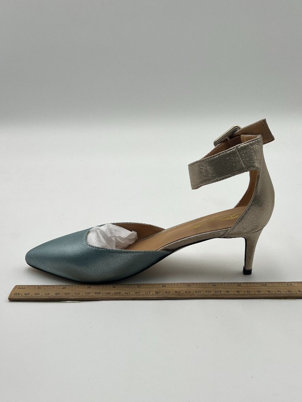 FOWT Blue Ankle Straps Buckles Pumps Sexy Pointed Toe Kitten Heels Pump